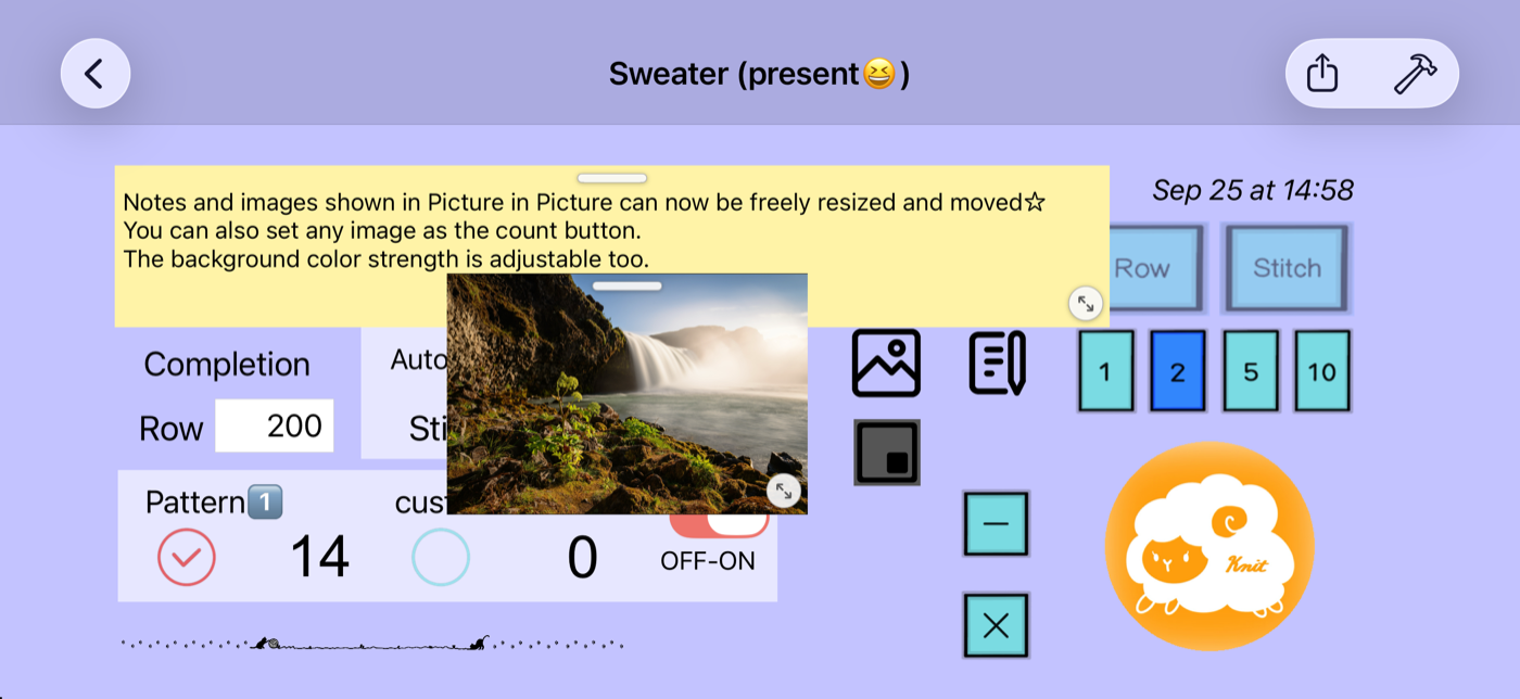 Picture-in-picture image and note moved to different positions