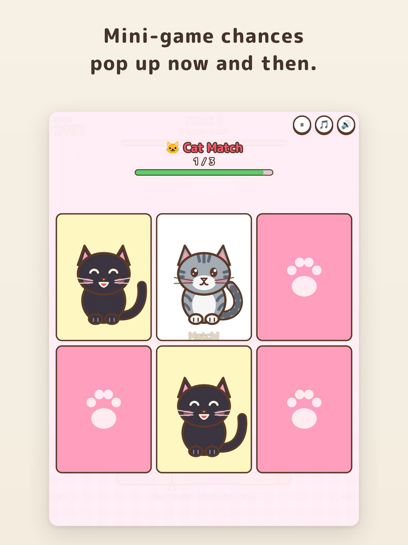 The Cat Match mini-game, pairing up matching cat cards