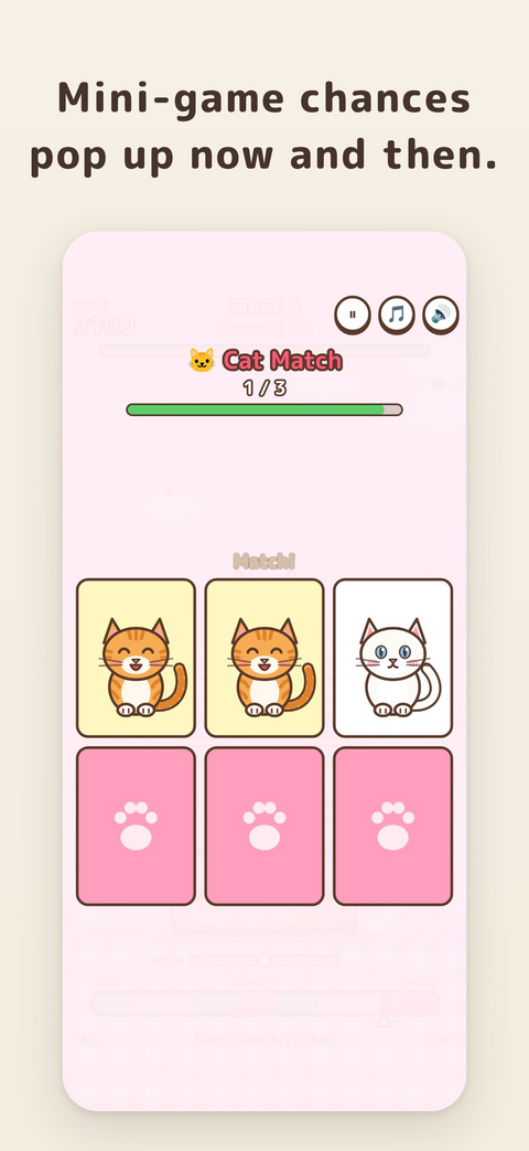 The Cat Match mini-game, pairing up matching cat cards