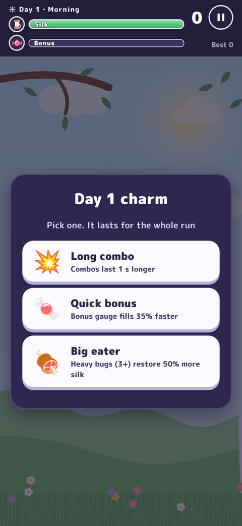 Choosing one charm out of three